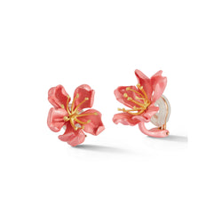 JAR Pink Almond Blossom Enamel Flower Earrings