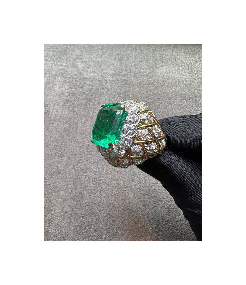 David Webb Colombian Emerald & Diamond Ring