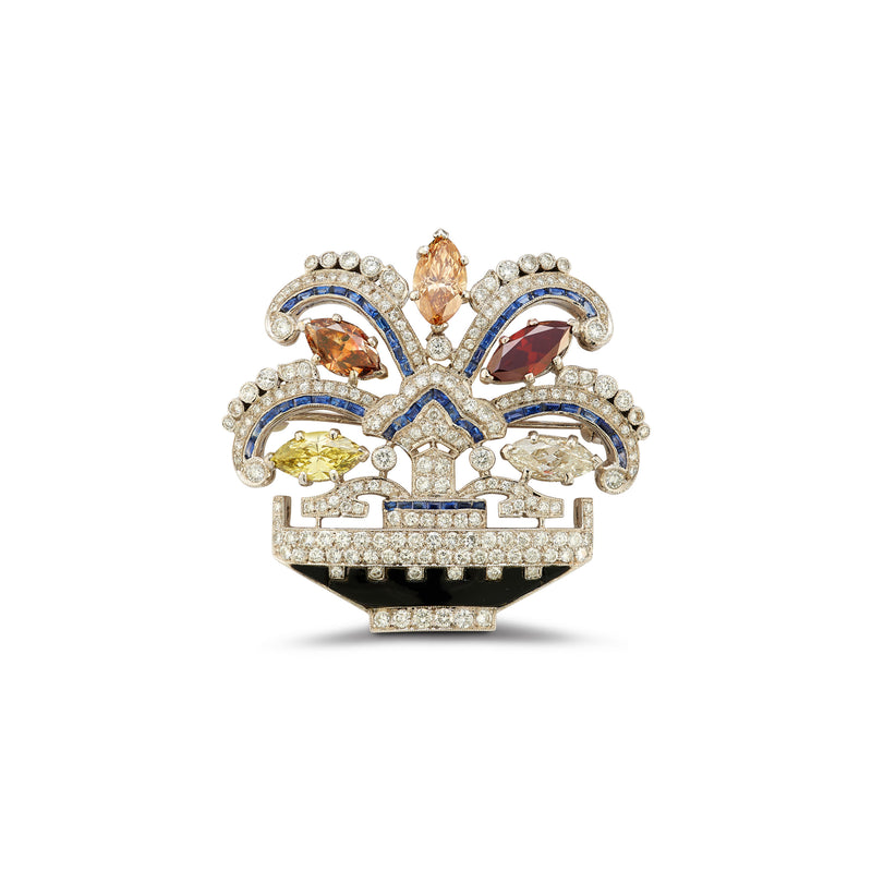 Certified Natural Multicolor Fancy Diamond Brooch