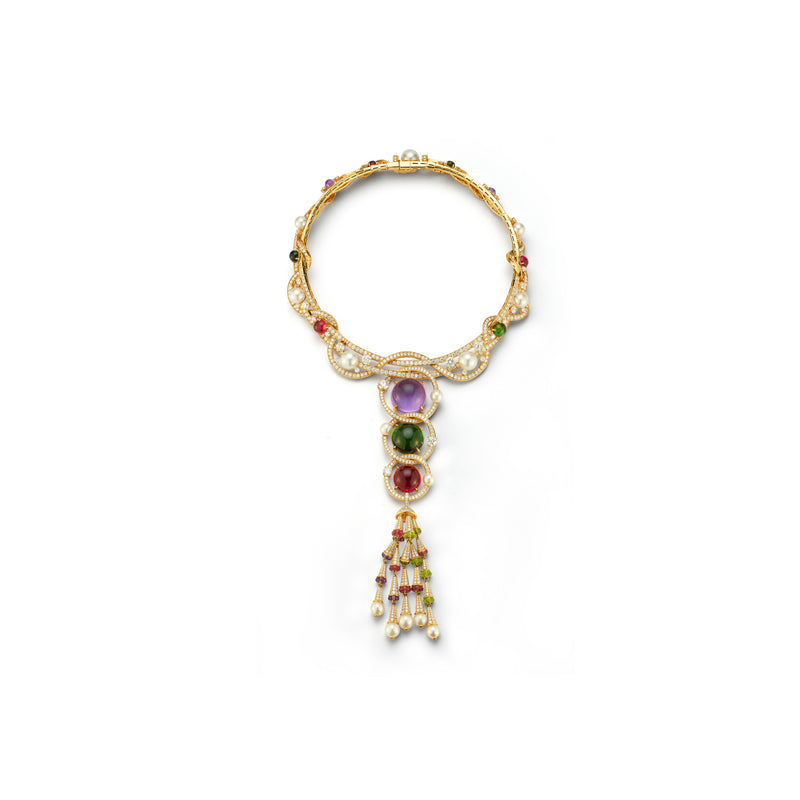 Bvlgari Multi Gem & Diamond Tassel Necklace