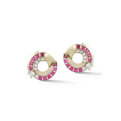 Art Deco Mauboussin Ruby & Diamond Earrings