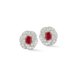 Oscar Heyman Brothers Certified Burmese Ruby & Diamond Earrings