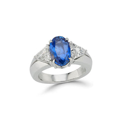 Natural Sapphire & Diamond Three Stone Ring