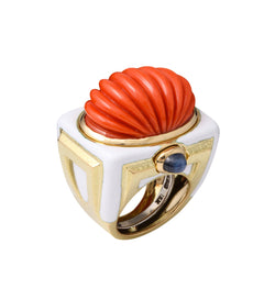 David Webb Carved Coral Ring