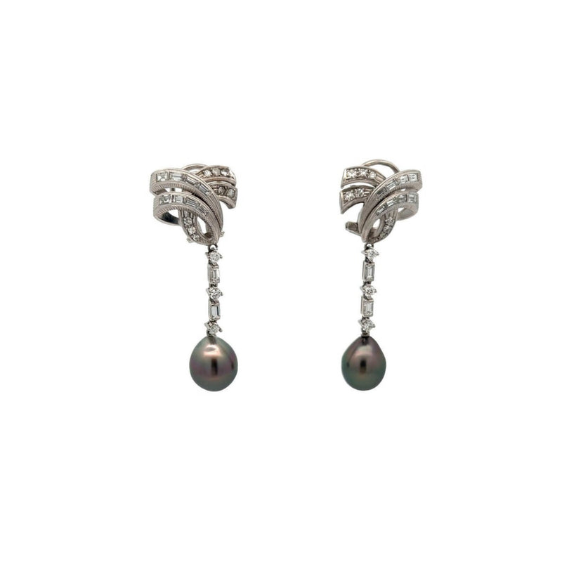 Tahitian Pearl and Diamond Earrings