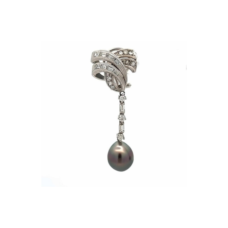 Tahitian Pearl and Diamond Earrings