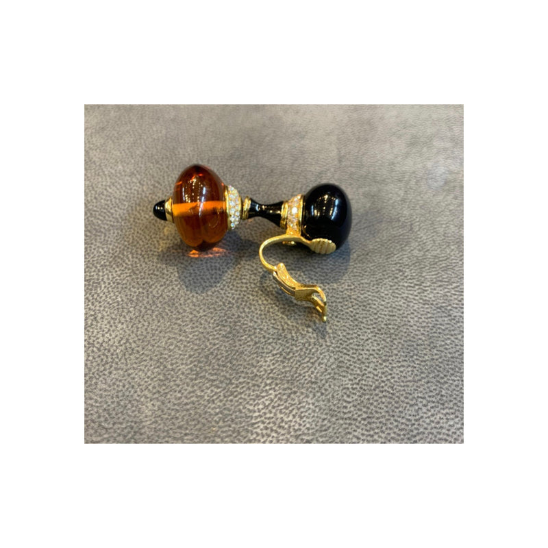 Marina B Onyx and Citrine Bead Dangle Earrings