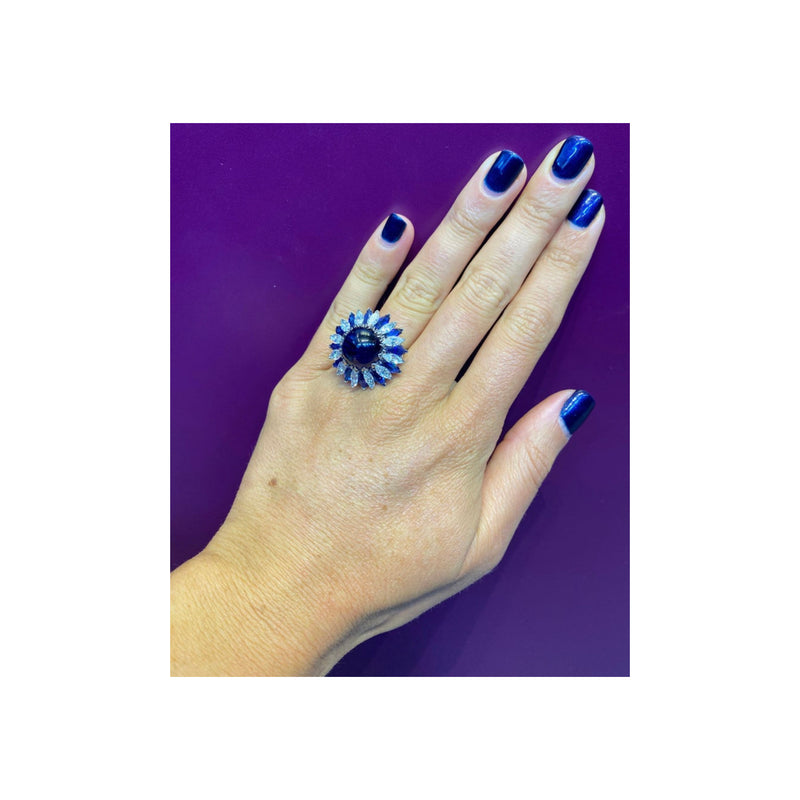 Natural Cabochon Sapphire Cocktail Ring
