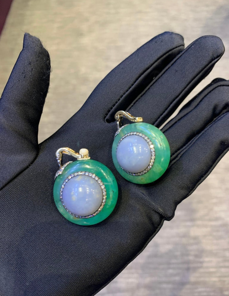 JAR Chrysoprase and Lavender Jade Earrings