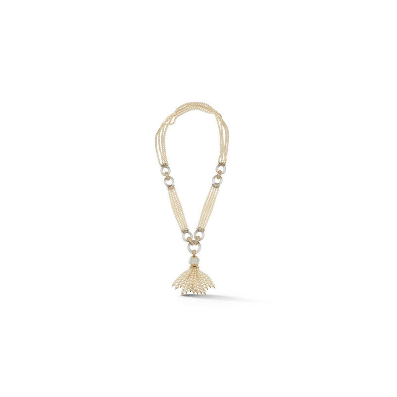 Cartier Rock Crystal and Pearl Sautoir Tassel Necklace