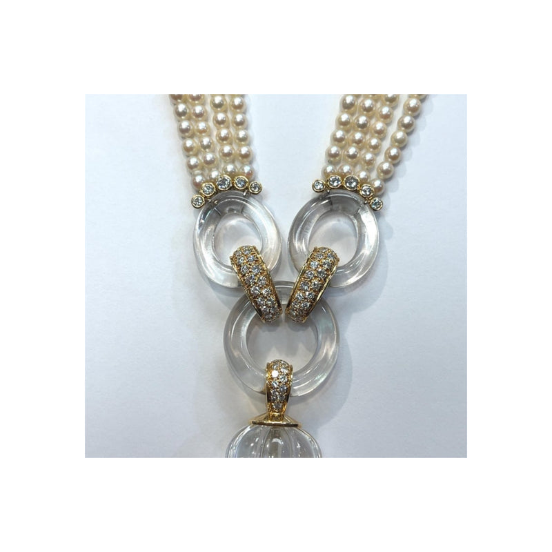 Cartier Rock Crystal and Pearl Sautoir Tassel Necklace