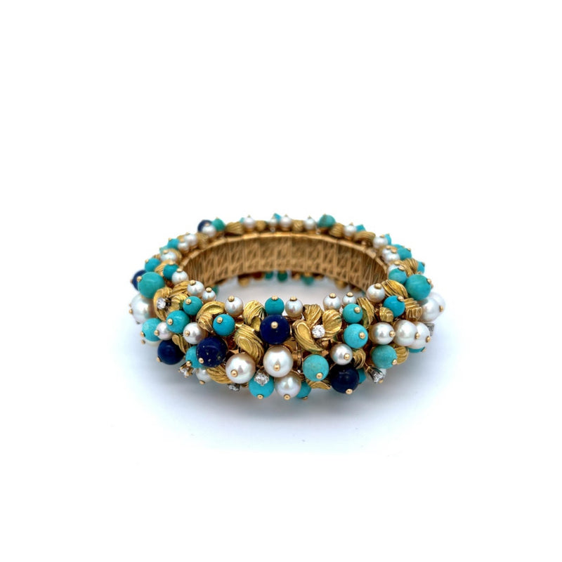 Bvlgari Turquoise Lapis Lazuli Pearl and Diamond Bracelet