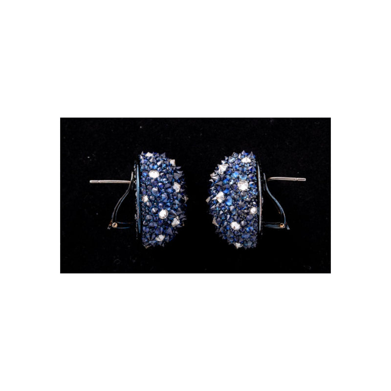 Reverse Set Sapphire and Diamond Earrings