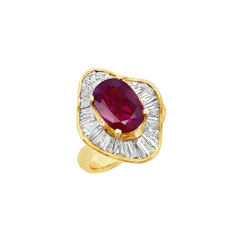 Certified Oval Ruby &amp; Diamond Ballerina Ring