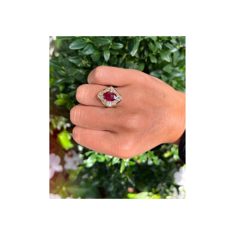 Certified Oval Ruby &amp; Diamond Ballerina Ring