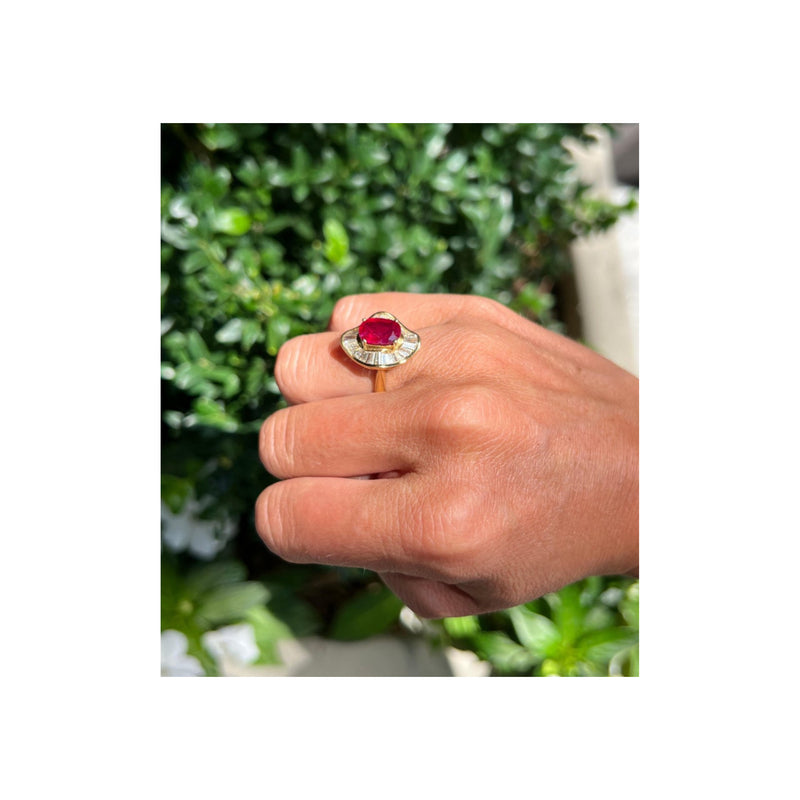 Certified Oval Ruby &amp; Diamond Ballerina Ring