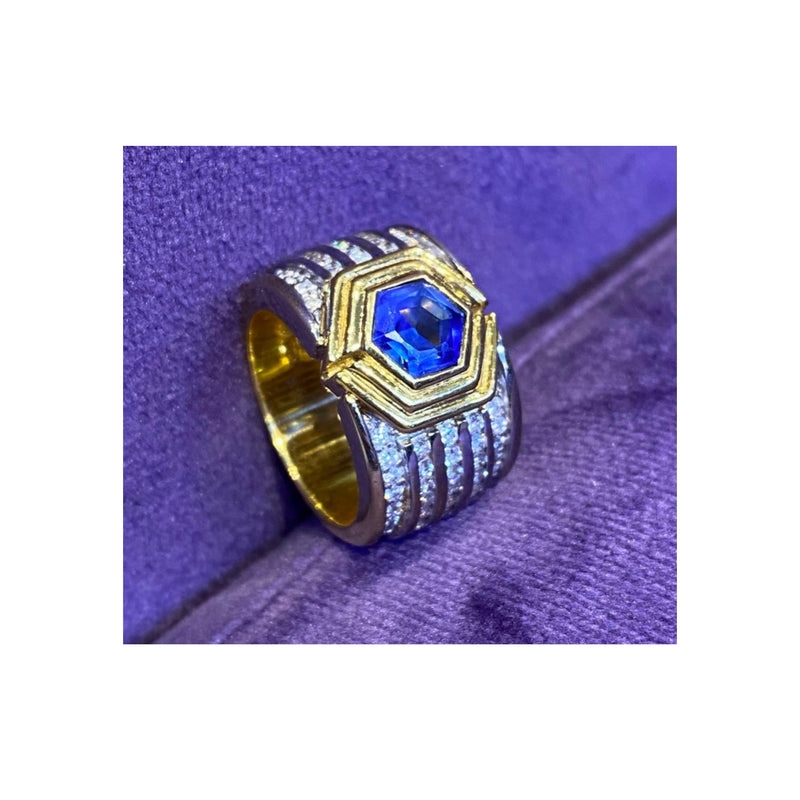 Men's Sapphire & Diamond Ring Band