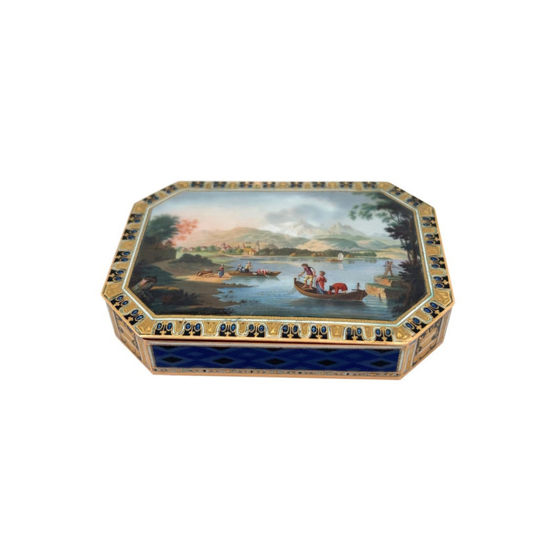 Rectangular Gold and Enamel Snuff Box