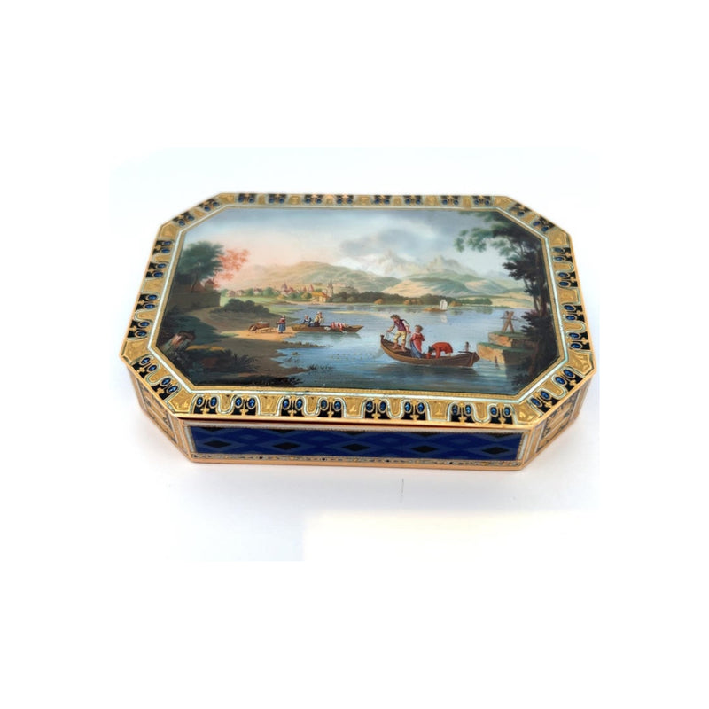 Rectangular Gold and Enamel Snuff Box