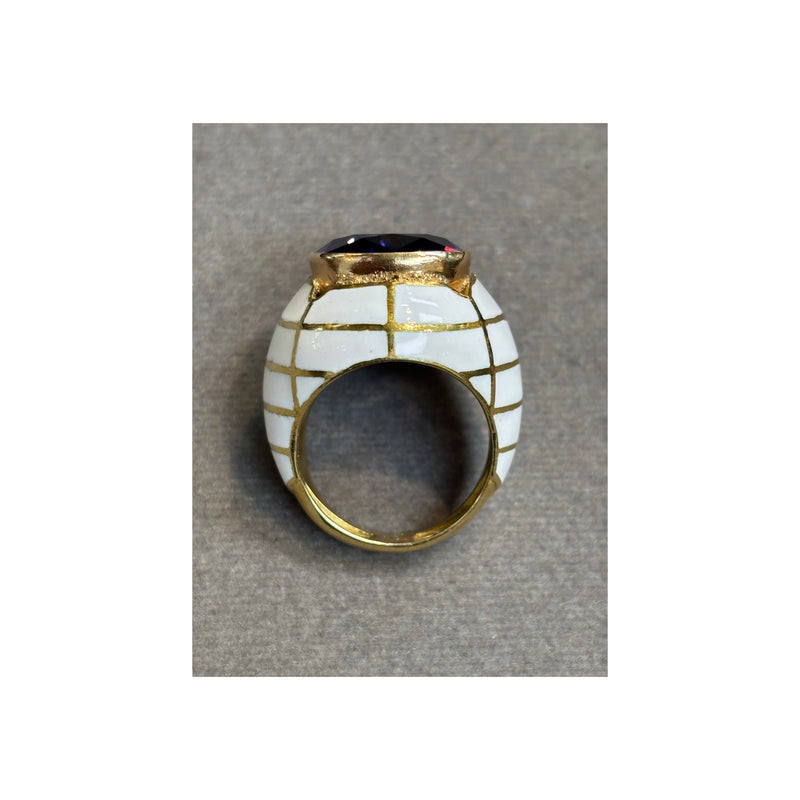 Pear Shape Sapphire and Enamel Ring