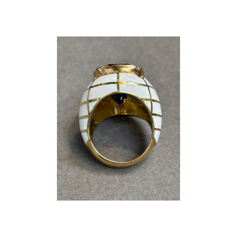 Pear Shape Sapphire and Enamel Ring