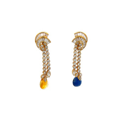 Yellow and Blue Sapphire Earrings