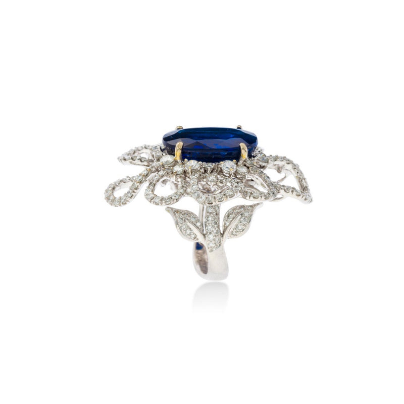 Flower Motif Sapphire & Diamond Ring