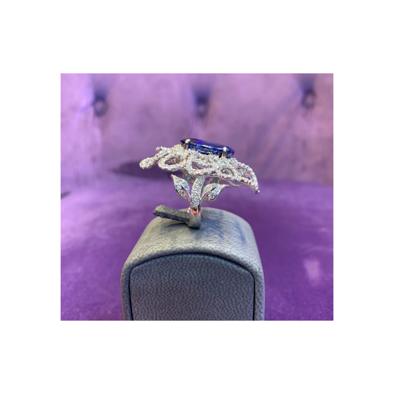 Flower Motif Sapphire & Diamond Ring