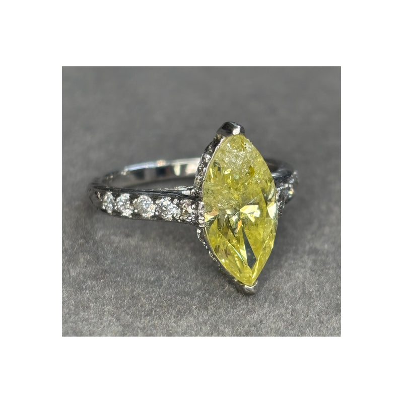 Art Deco GIA Certified Fancy Intense Yellow Marquise Diamond Ring