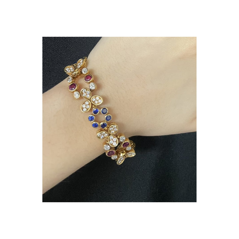 Ruby and Sapphire Floral Bracelet