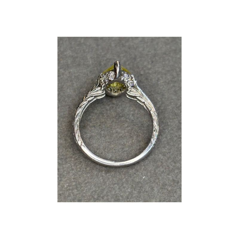 Art Deco GIA Certified Fancy Intense Yellow Marquise Diamond Ring