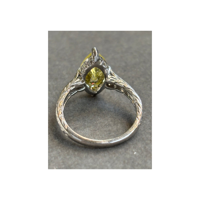 Art Deco GIA Certified Fancy Intense Yellow Marquise Diamond Ring