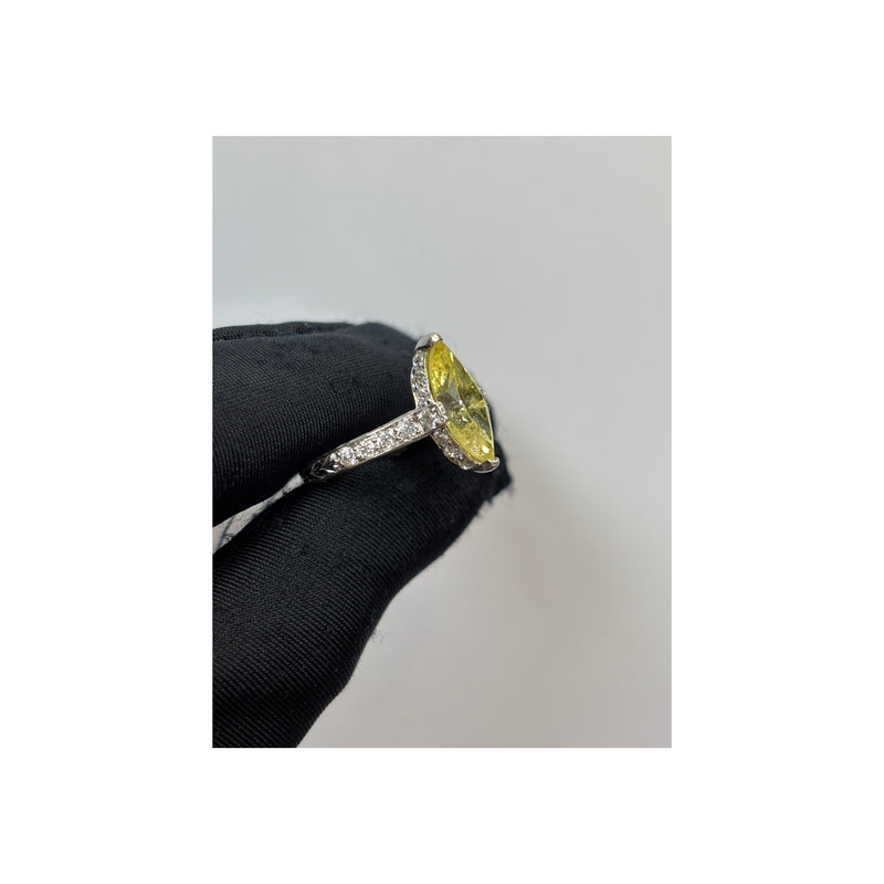 Art Deco GIA Certified Fancy Intense Yellow Marquise Diamond Ring