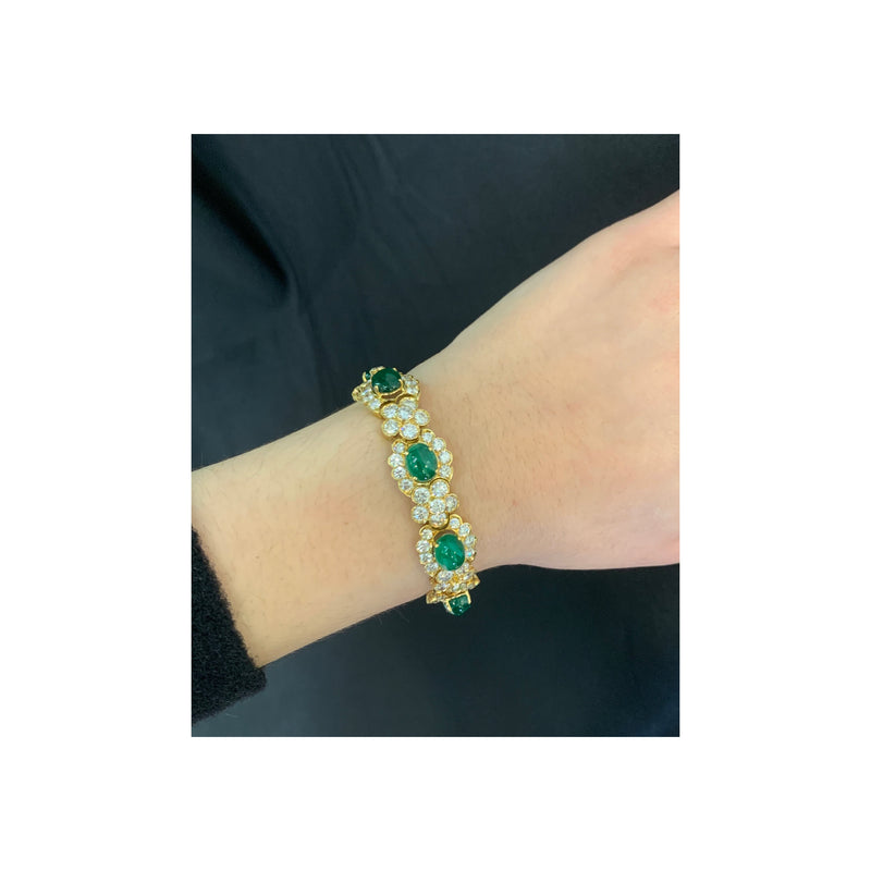 Cabochon Emerald and Diamond Bracelet