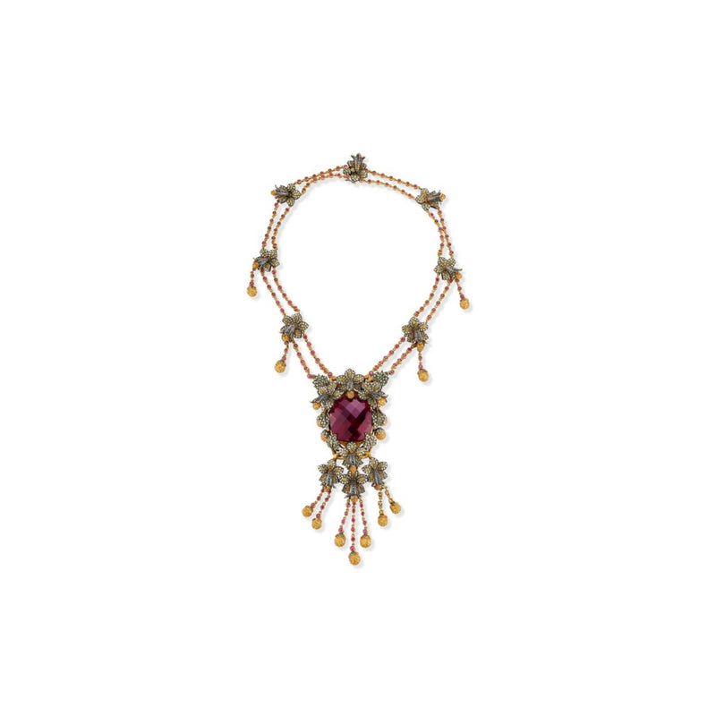 Important 125 Carat Rubellite Necklace And Ring Set