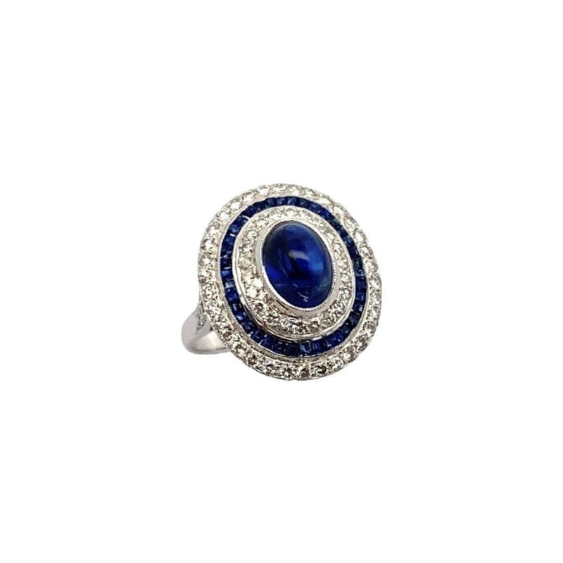 Cabochon Sapphire & Diamond Cocktail Ring