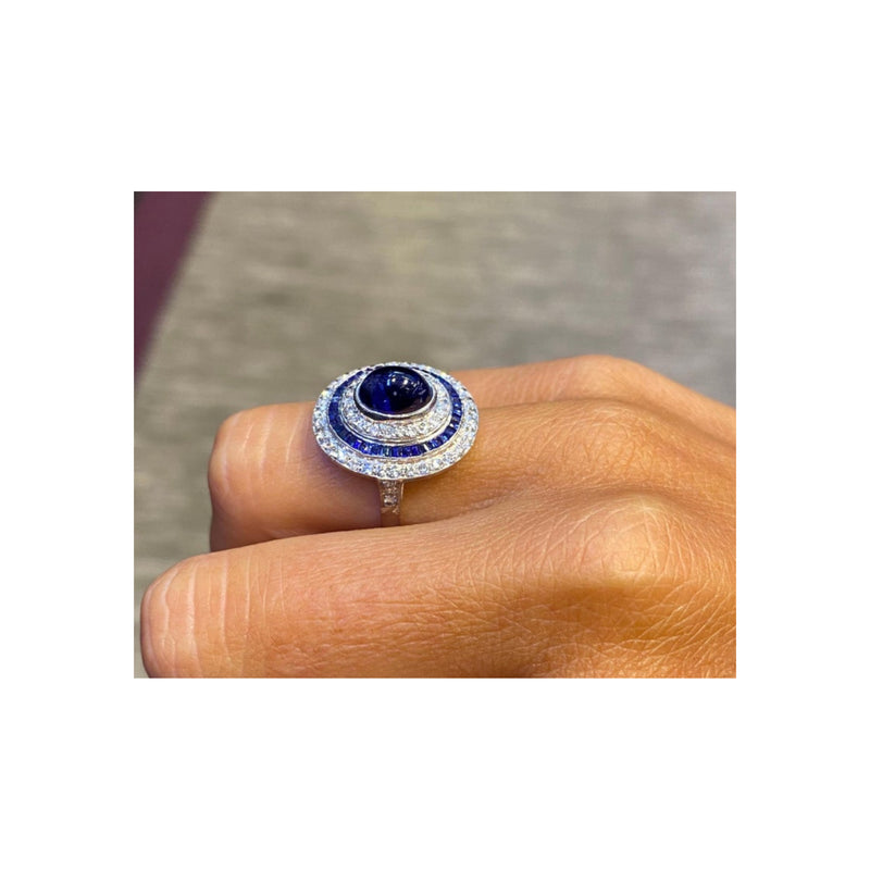 Cabochon Sapphire & Diamond Cocktail Ring