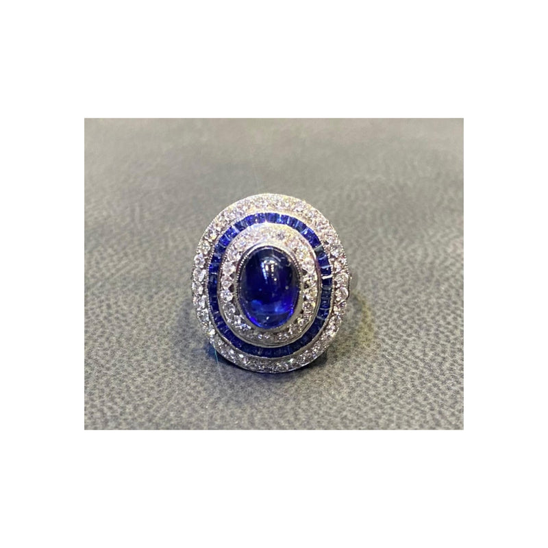 Cabochon Sapphire & Diamond Cocktail Ring