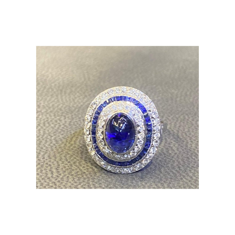 Cabochon Sapphire & Diamond Cocktail Ring