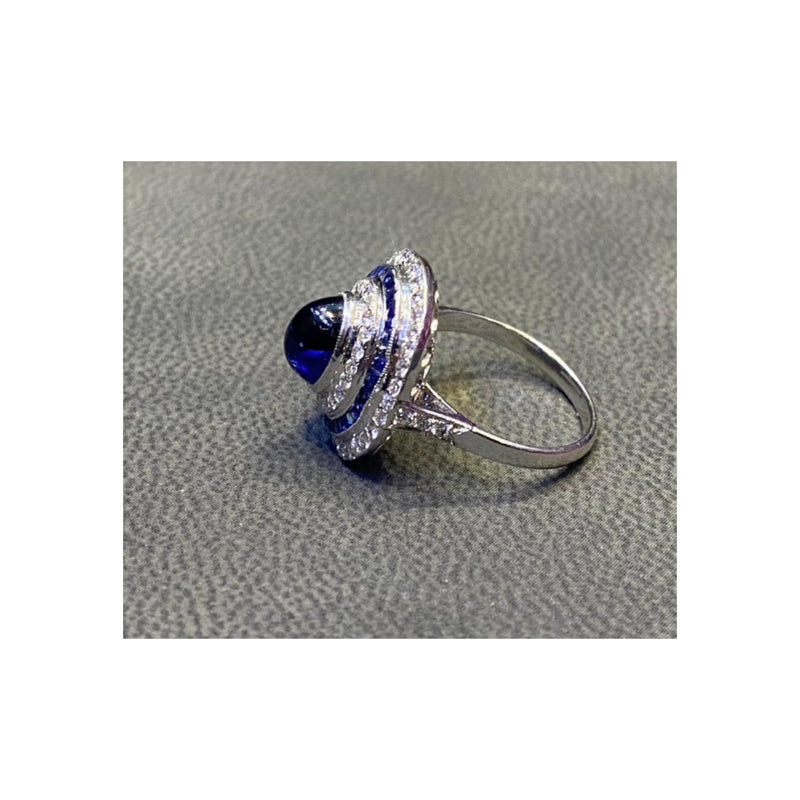 Cabochon Sapphire & Diamond Cocktail Ring