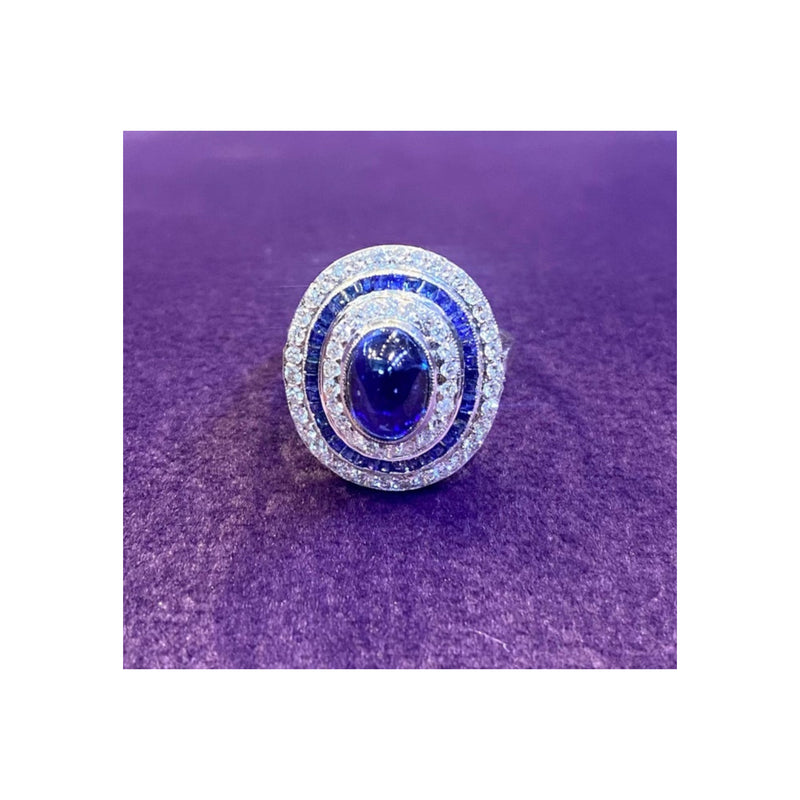 Cabochon Sapphire & Diamond Cocktail Ring