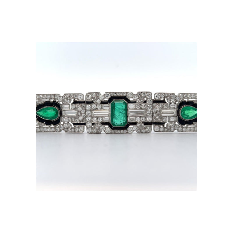 Oscar Heyman Art Deco Emerald Onyx & Diamond Bracelet