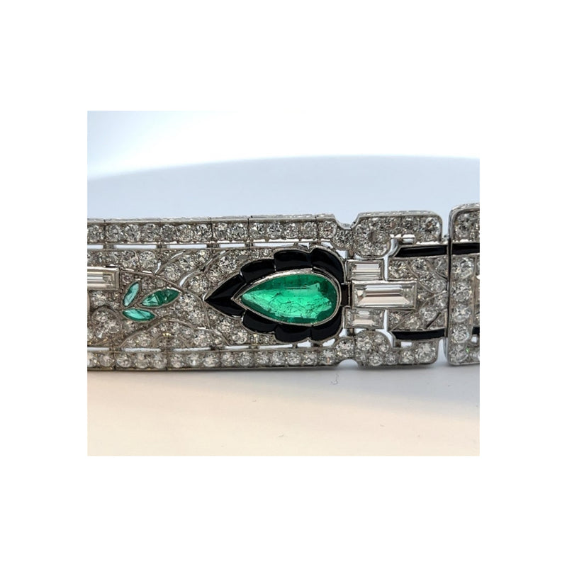 Oscar Heyman Art Deco Emerald Onyx & Diamond Bracelet