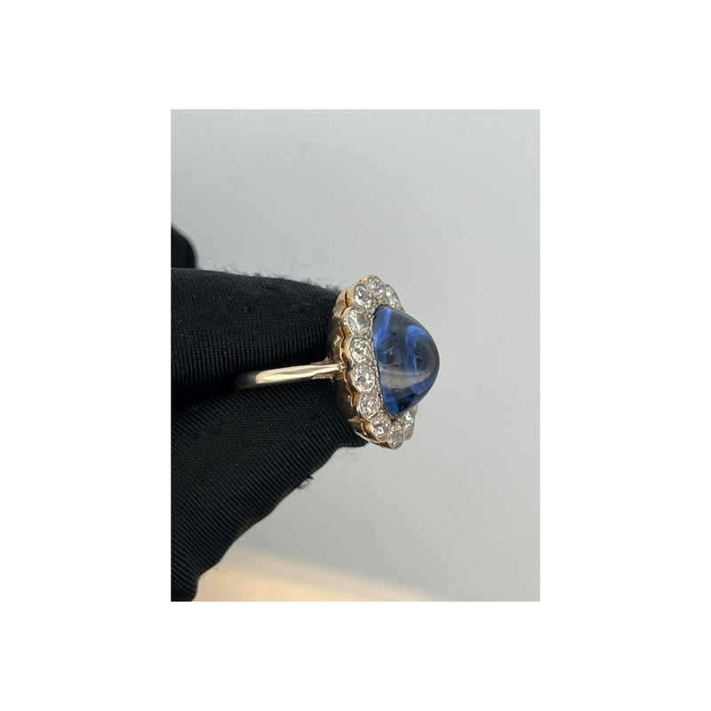 Cabochon Sapphire and Diamond Ring