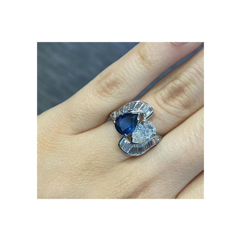 Sapphire and Diamond You & Me ring