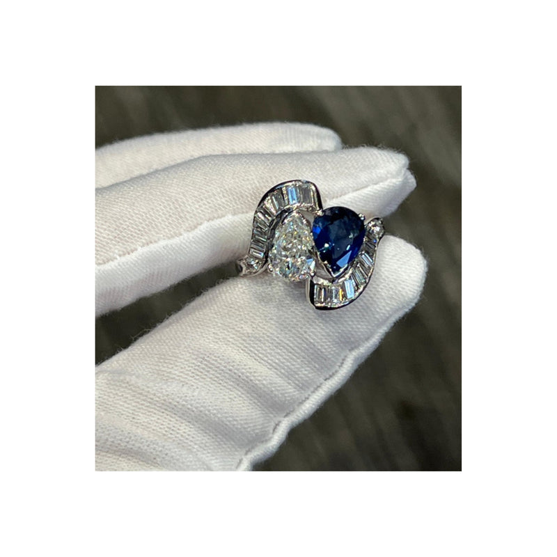 Sapphire and Diamond You & Me ring