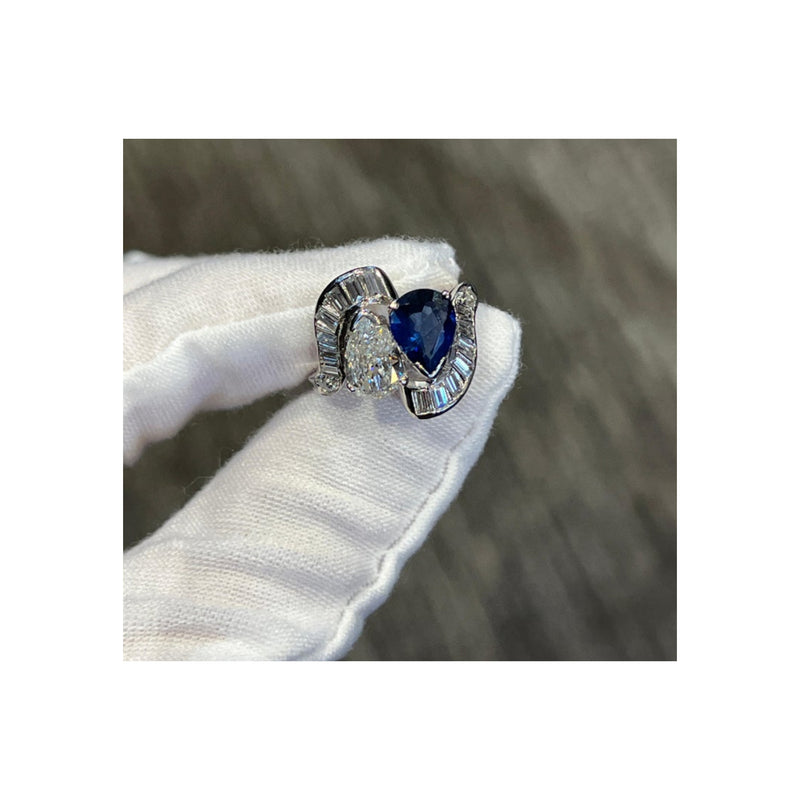 Sapphire and Diamond You & Me ring