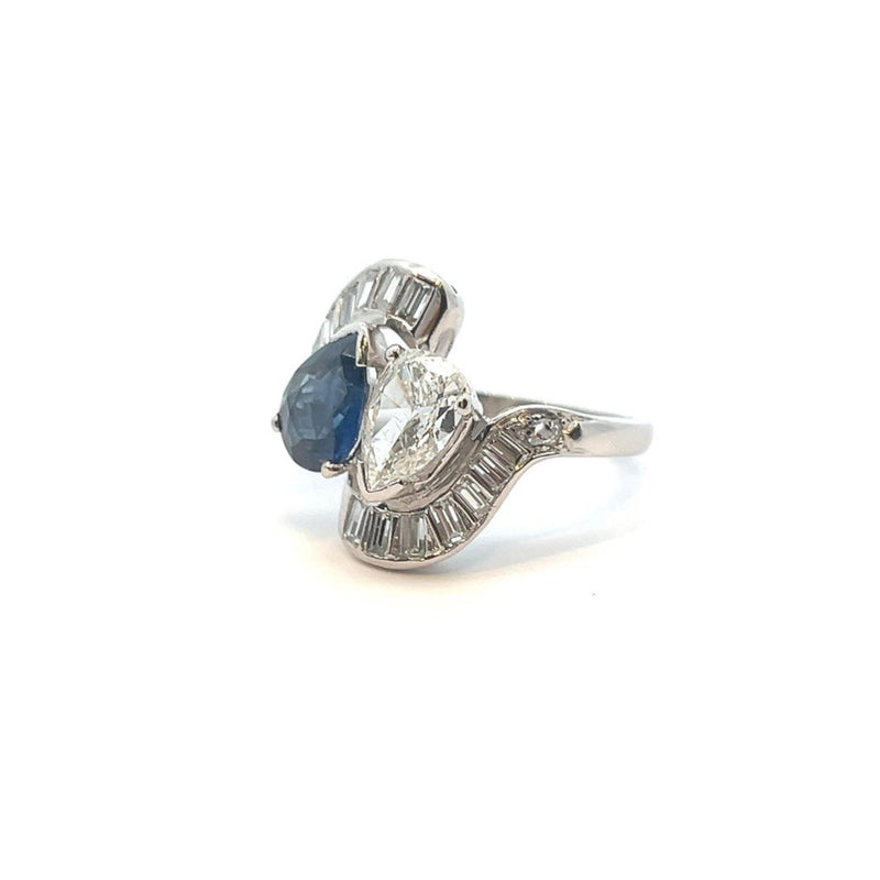 Sapphire and Diamond You & Me ring