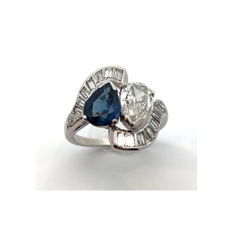 Sapphire and Diamond You & Me ring