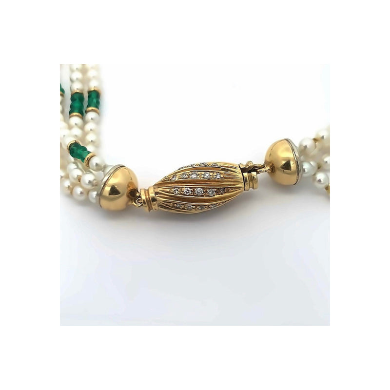 Emerald and Cultured Pearl Necklace
